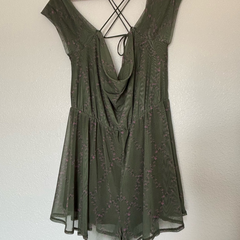 Urban Outfitters Olive Green Fairycore Romper, Size Large